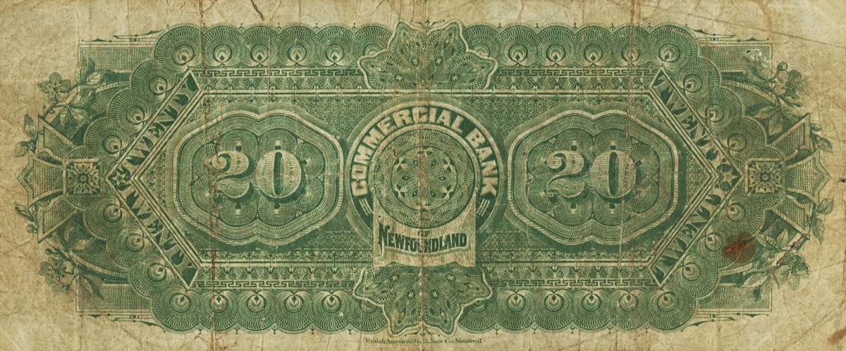 Back of Newfoundland pS116: 20 Dollars from 1888