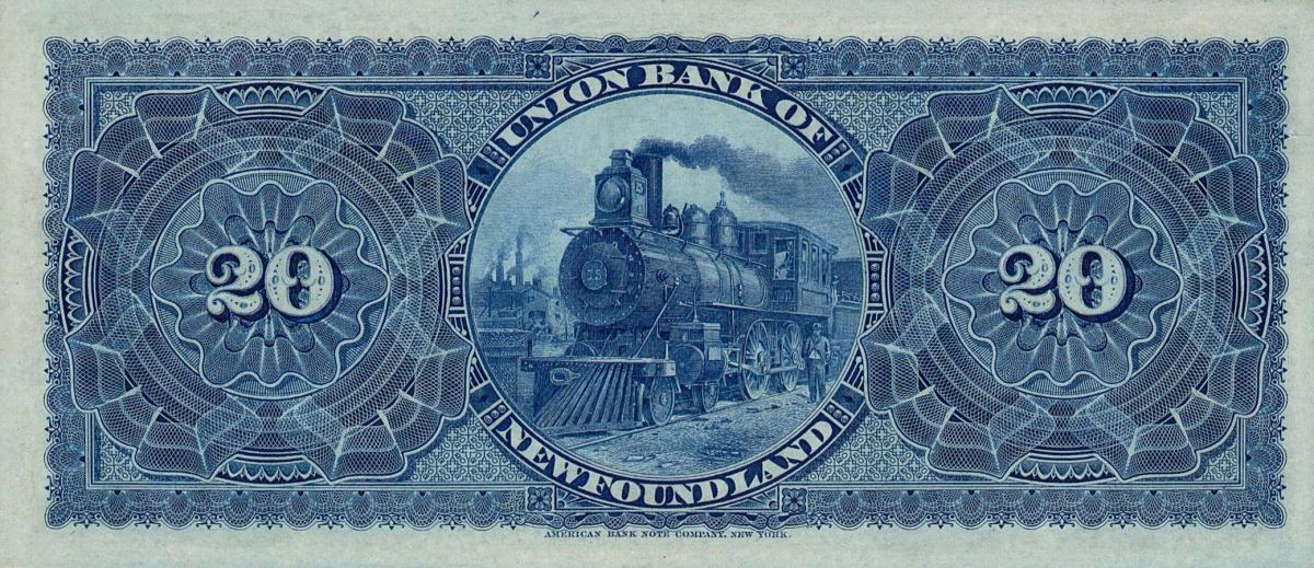 Back of Newfoundland pS127a: 20 Dollars from 1889