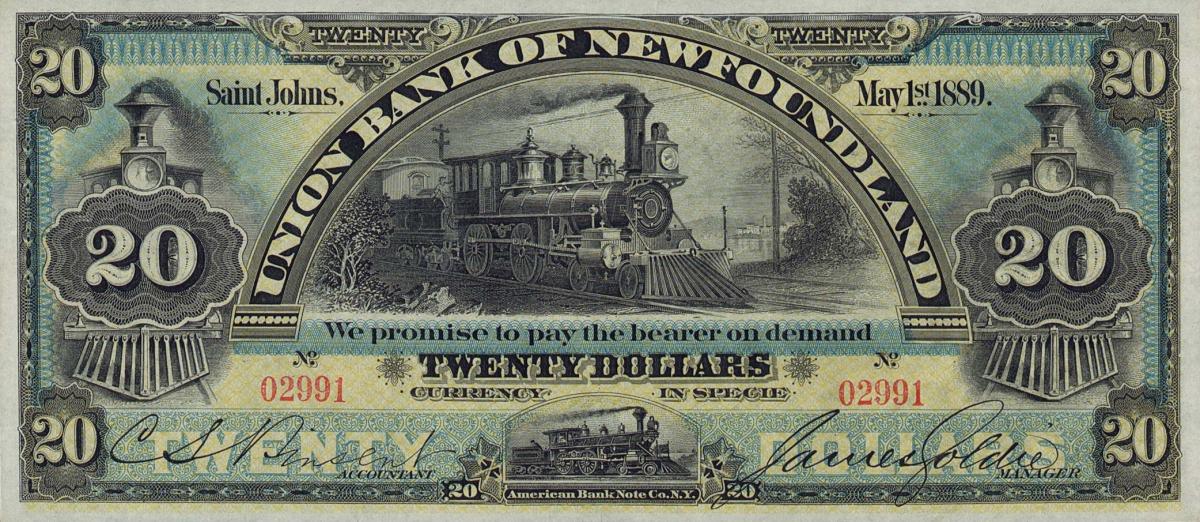 Front of Newfoundland pS127a: 20 Dollars from 1889