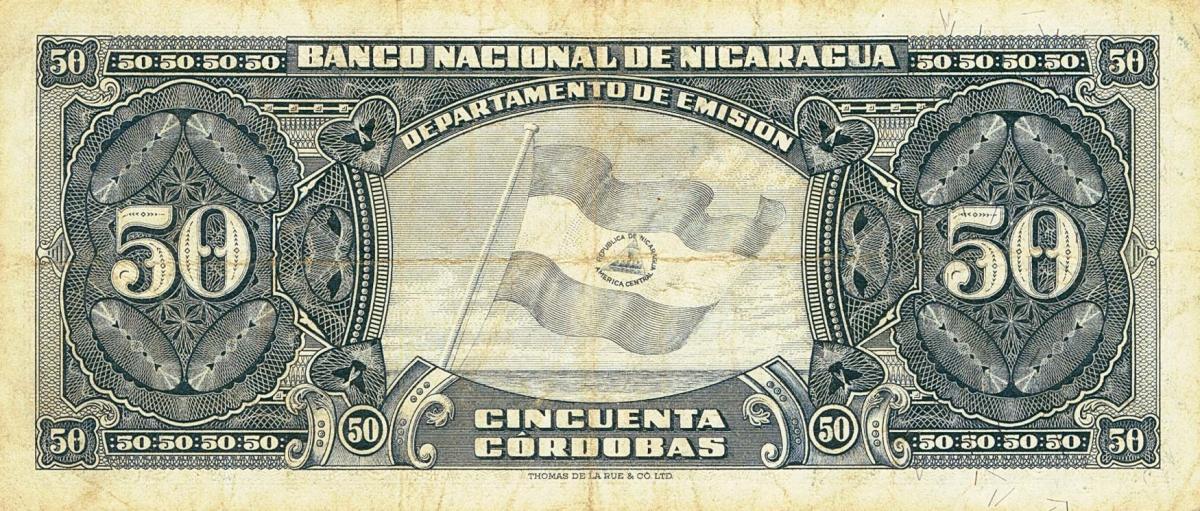 Back of Nicaragua p103a: 50 Cordobas from 1953