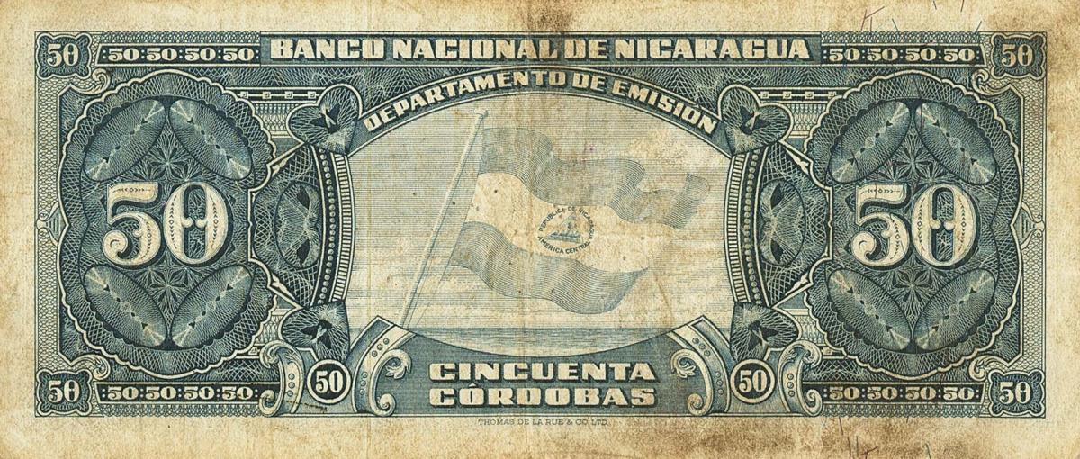 Back of Nicaragua p103b: 50 Cordobas from 1959