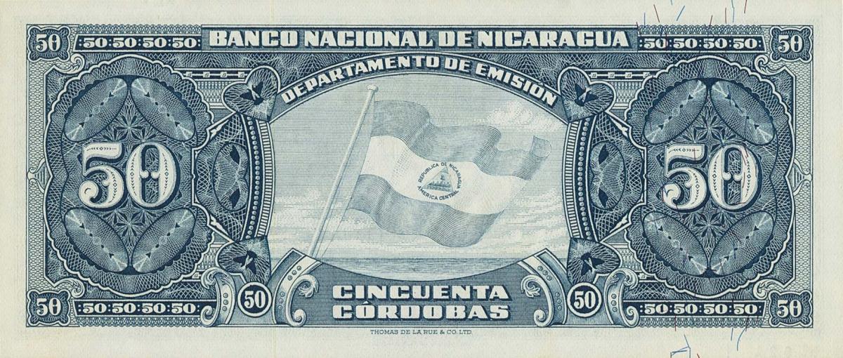 Back of Nicaragua p103s: 50 Cordobas from 1953