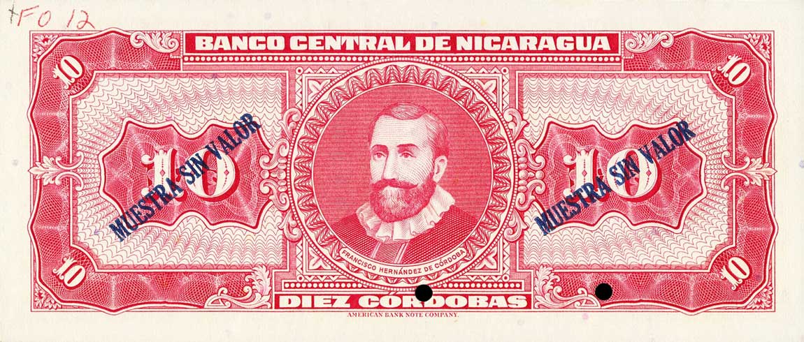 Back of Nicaragua p109s: 10 Cordobas from 1962