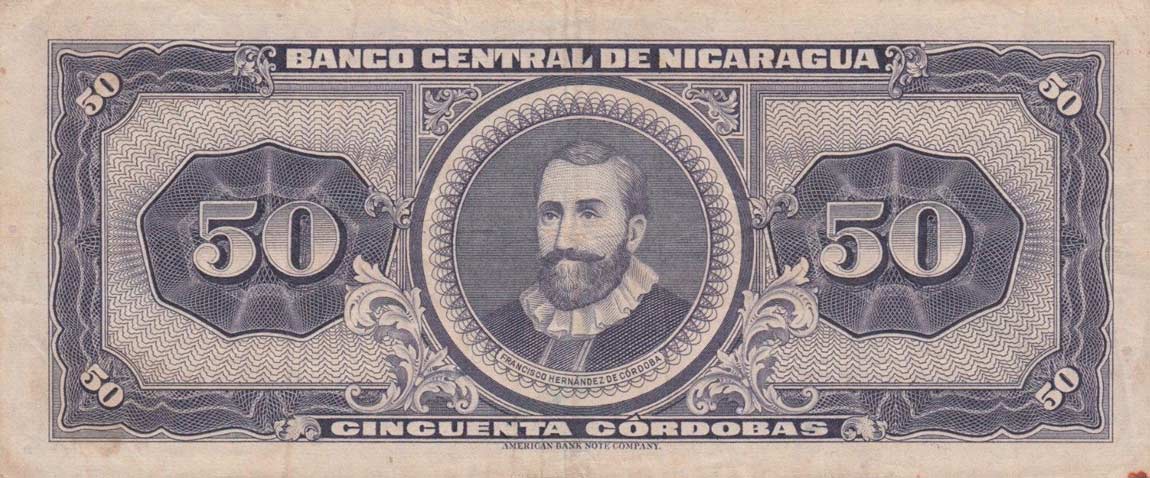 Back of Nicaragua p111a: 50 Cordobas from 1962