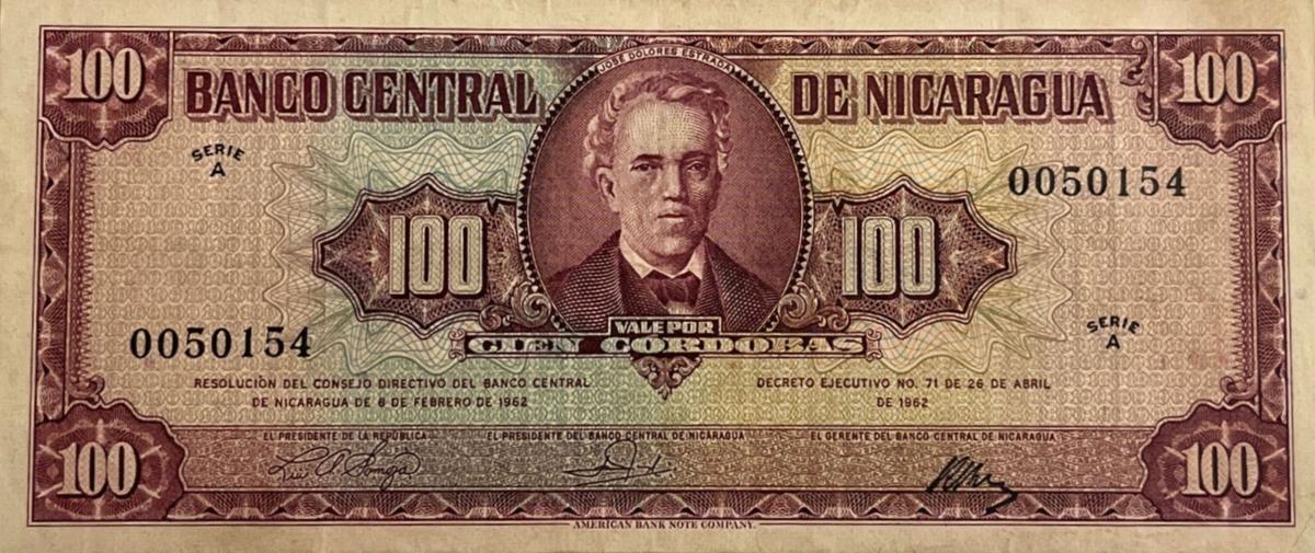 Front of Nicaragua p112a: 100 Cordobas from 1962