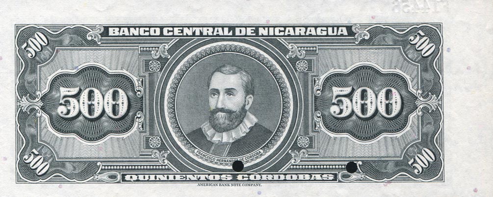 Back of Nicaragua p113s: 500 Cordobas from 1962