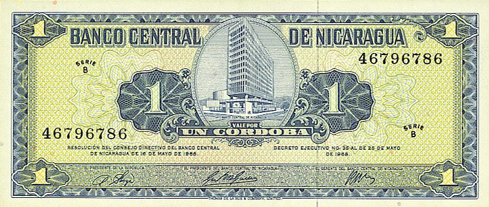 Front of Nicaragua p115a: 1 Cordoba from 1968