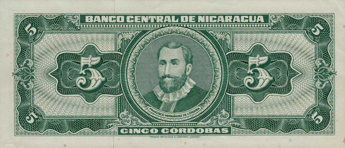 Back of Nicaragua p116a: 5 Cordobas from 1968