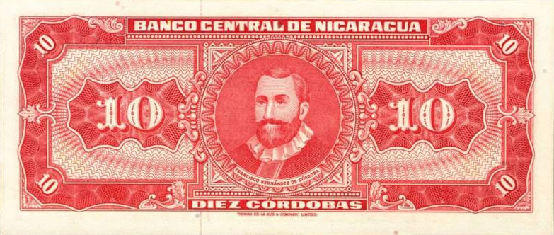 Back of Nicaragua p117a: 10 Cordobas from 1968