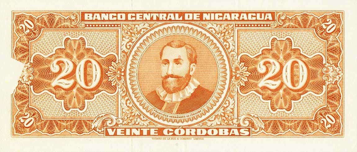 Back of Nicaragua p118a: 20 Cordobas from 1968