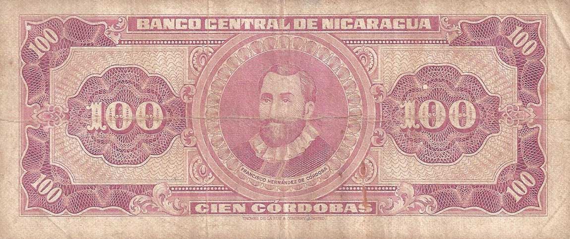 Back of Nicaragua p120a: 100 Cordobas from 1968