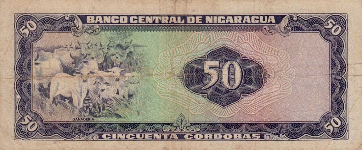 Back of Nicaragua p125a: 50 Cordobas from 1972