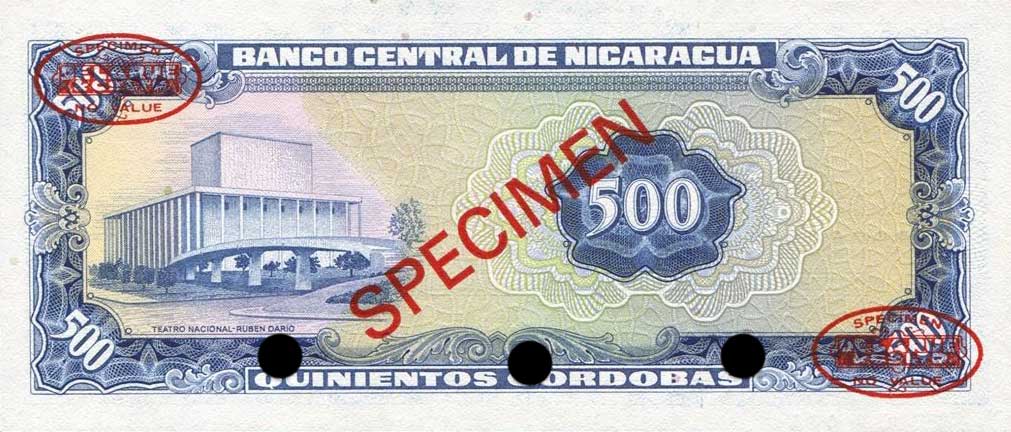 Back of Nicaragua p133s: 500 Cordobas from 1979