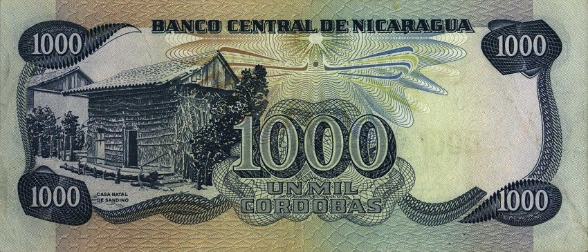 Back of Nicaragua p139a: 1000 Cordobas from 1979