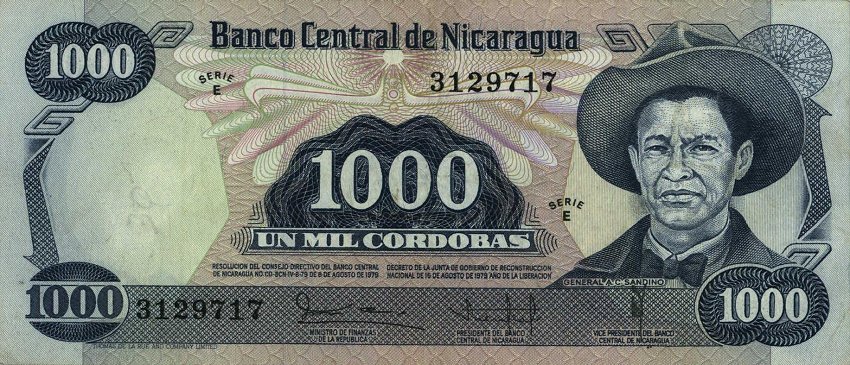 Front of Nicaragua p139a: 1000 Cordobas from 1979