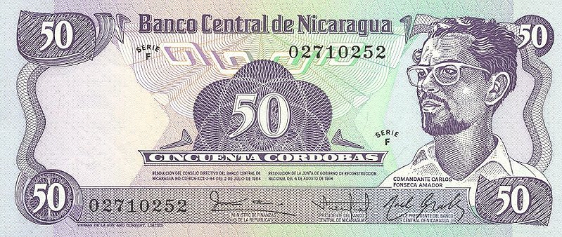 Front of Nicaragua p140: 50 Cordobas from 1984