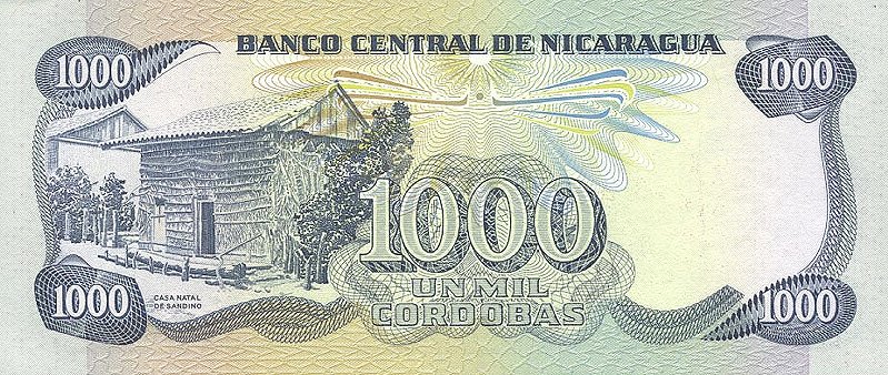 Back of Nicaragua p143: 1000 Cordobas from 1984