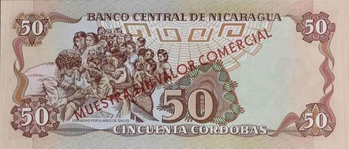 Back of Nicaragua p153s: 50 Cordobas from 1985