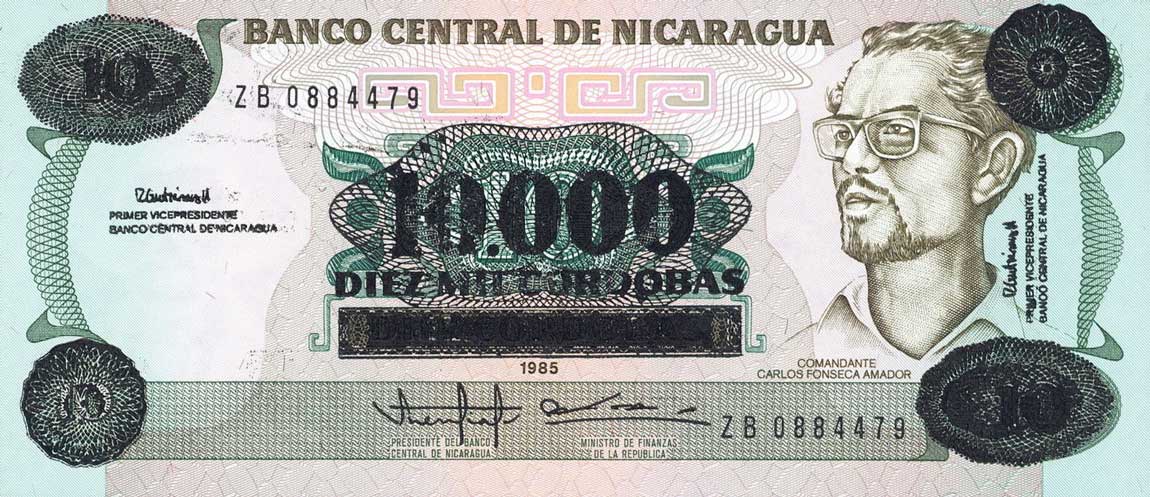 Front of Nicaragua p158r: 10000 Cordobas from 1989