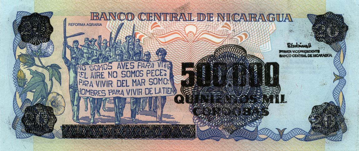 Back of Nicaragua p163a: 500000 Cordobas from 1990