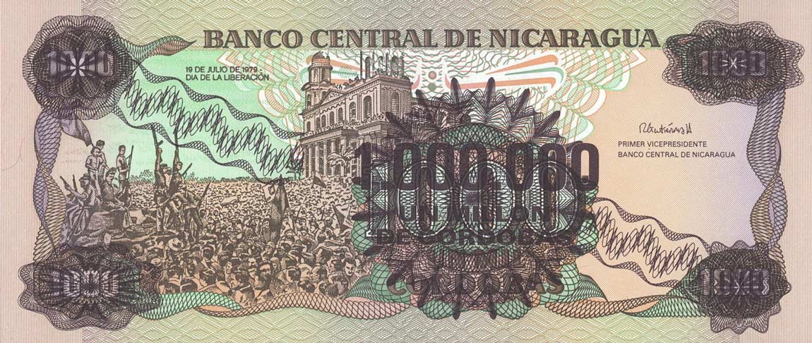 Back of Nicaragua p164a: 1000000 Cordobas from 1990