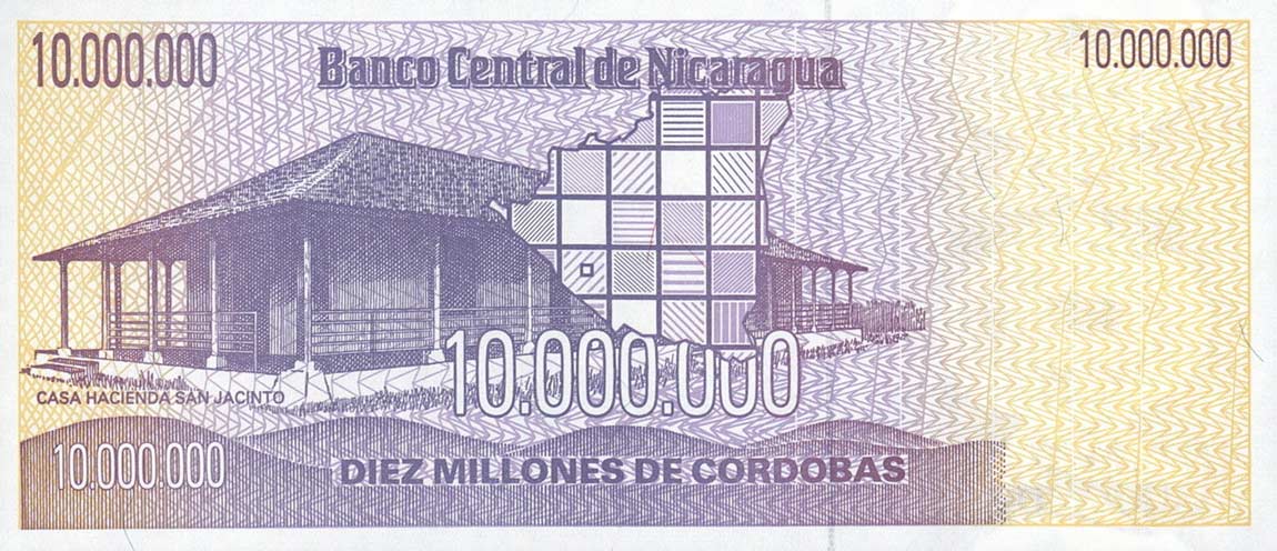 Back of Nicaragua p166a: 10000000 Cordobas from 1990