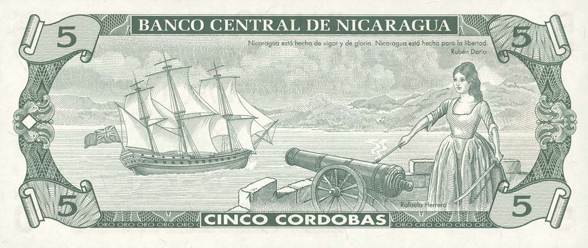 Back of Nicaragua p174: 5 Cordobas from 1991