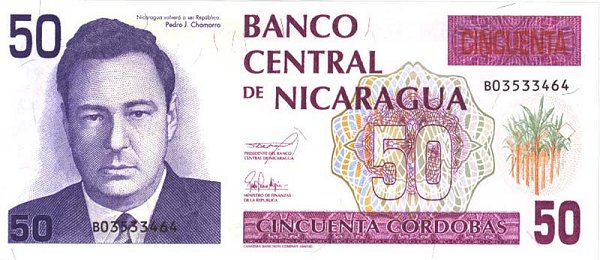 Front of Nicaragua p177a: 50 Cordobas from 1991