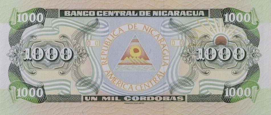 Back of Nicaragua p178Ba: 1000 Cordobas from 1991