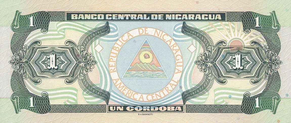 Back of Nicaragua p179: 1 Cordoba from 1995