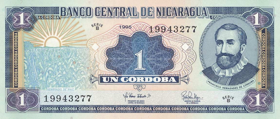Front of Nicaragua p179: 1 Cordoba from 1995