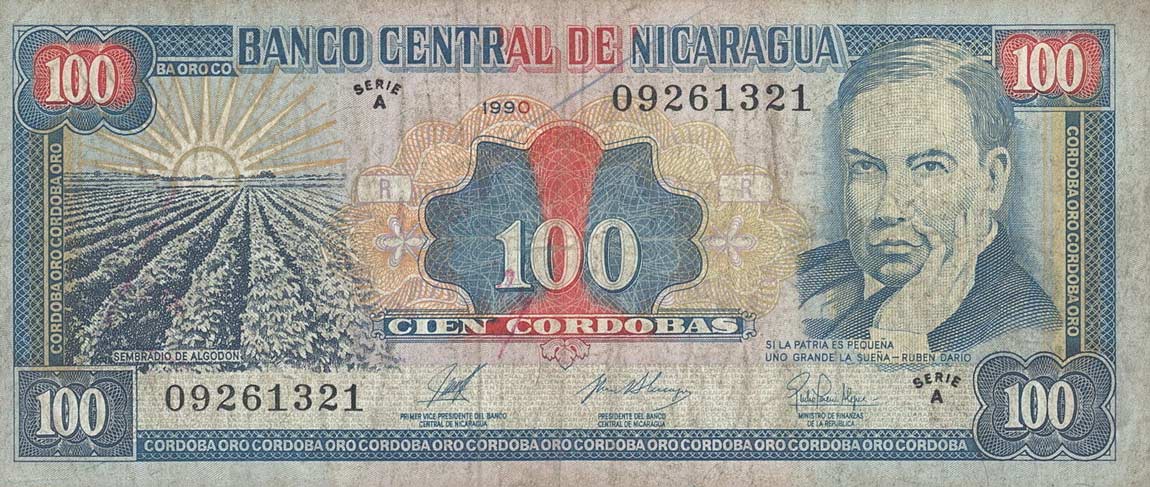 Front of Nicaragua p184a: 100 Cordobas from 1992