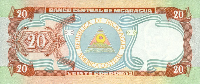 Back of Nicaragua p185a: 20 Cordobas from 1997