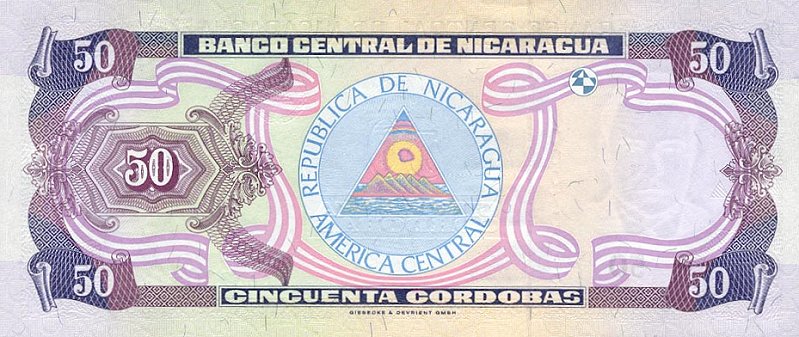 Back of Nicaragua p189Aa: 50 Cordobas from 2001