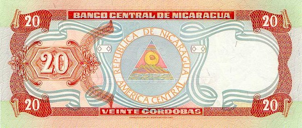 Back of Nicaragua p189: 20 Cordobas from 1999