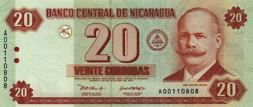 Front of Nicaragua p192: 20 Cordobas from 2002