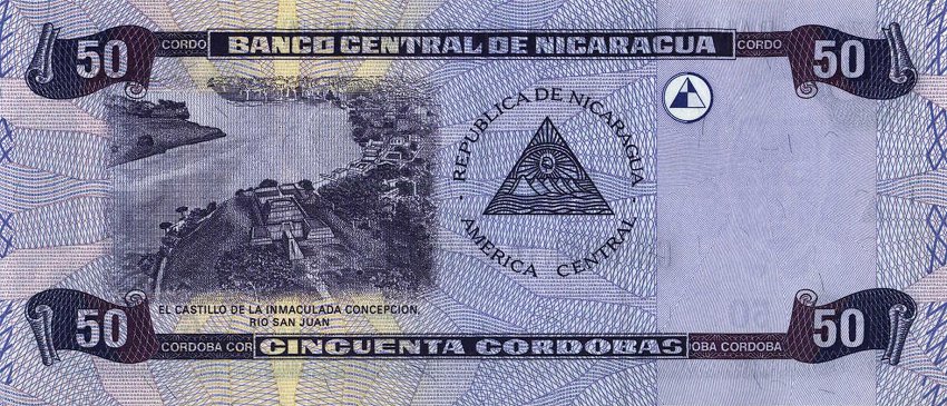 Back of Nicaragua p193: 50 Cordobas from 2002