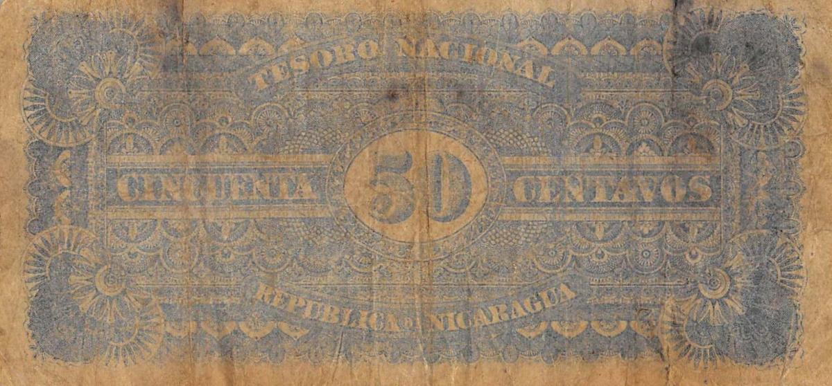 Back of Nicaragua p19b: 50 Centavos from 1894