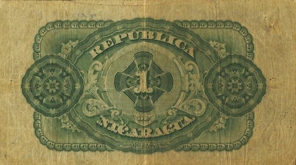 Back of Nicaragua p1a: 1 Peso from 1881