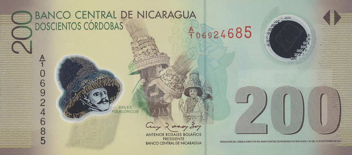 Front of Nicaragua p205a: 200 Cordobas from 2007