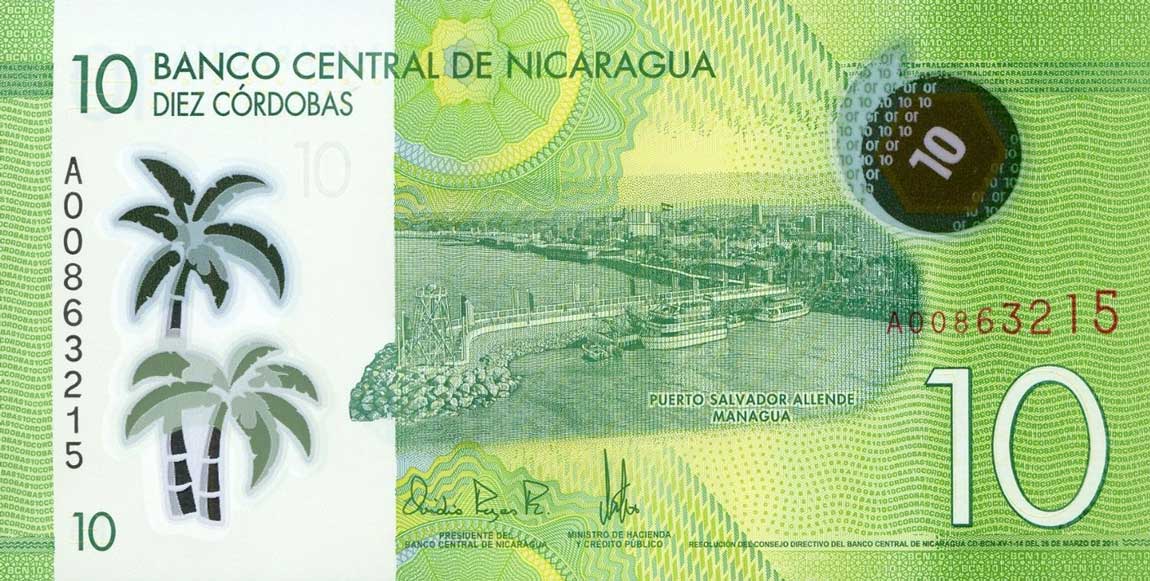 Front of Nicaragua p209a: 10 Cordobas from 2014