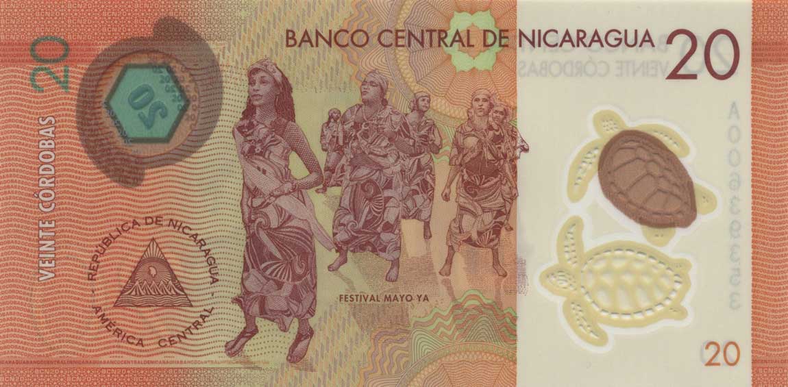 Back of Nicaragua p210a: 20 Cordobas from 2014