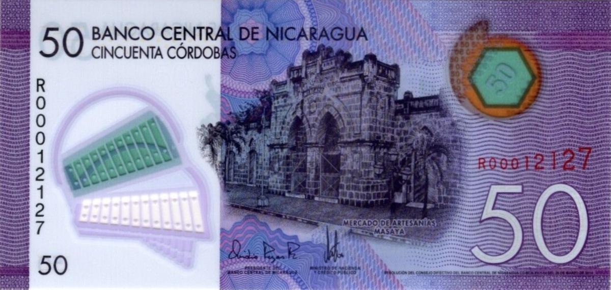 Front of Nicaragua p211r: 50 Cordobas from 2014