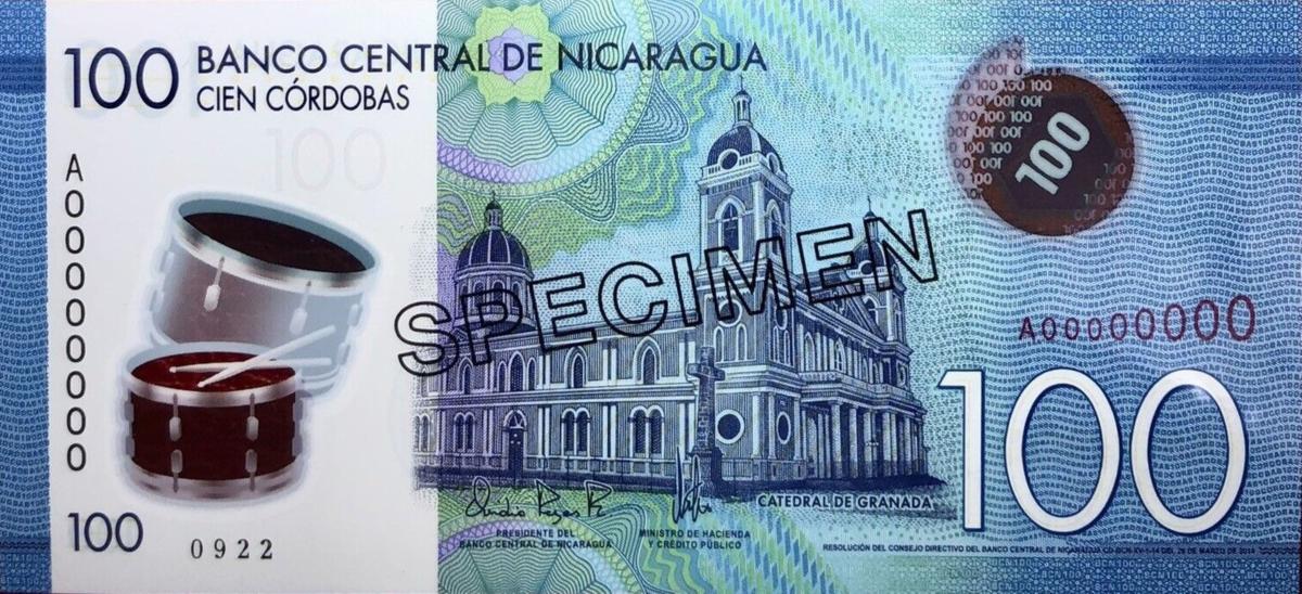 Front of Nicaragua p212s: 100 Cordobas from 2014