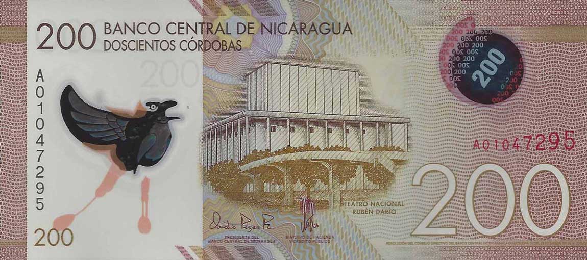 Front of Nicaragua p213a: 200 Cordobas from 2014