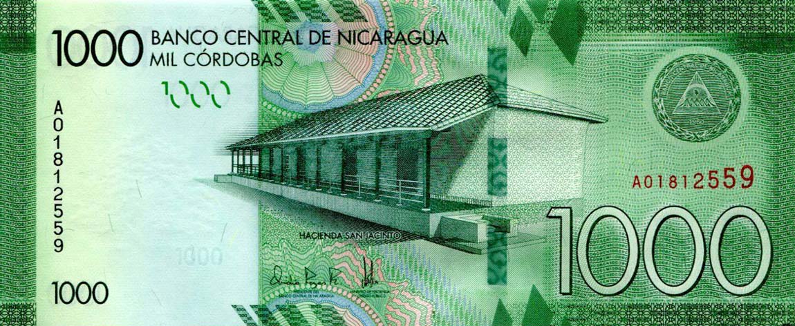 Front of Nicaragua p215a: 1000 Cordobas from 2017