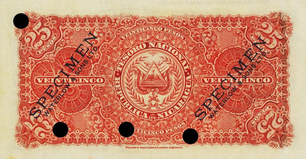 Back of Nicaragua p32ct: 25 Pesos from 1900