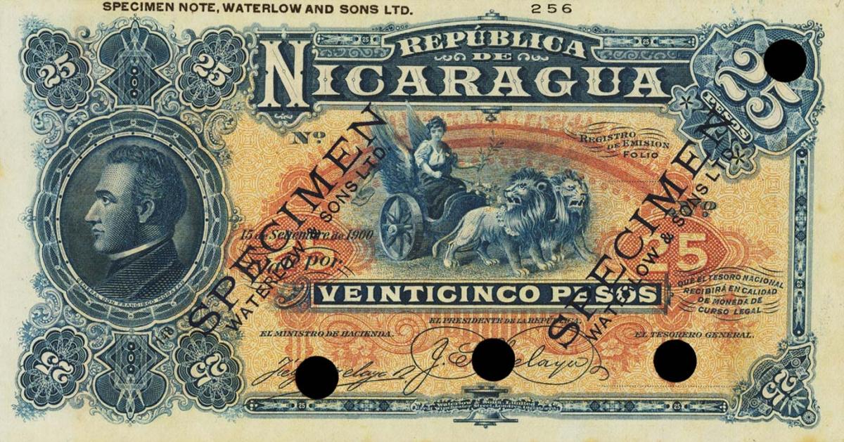 Front of Nicaragua p32ct: 25 Pesos from 1900