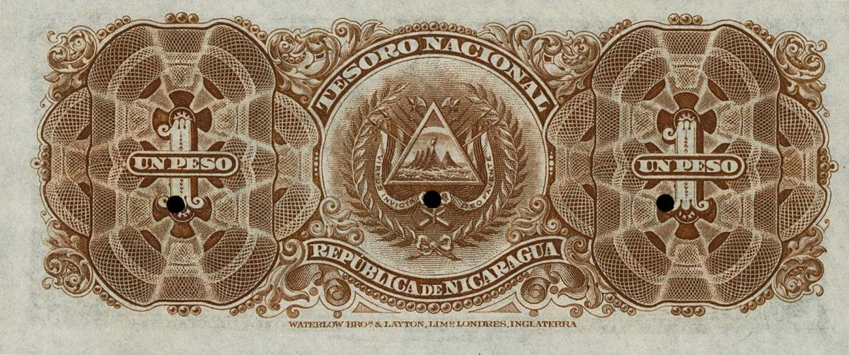 Back of Nicaragua p35r: 1 Peso from 1906