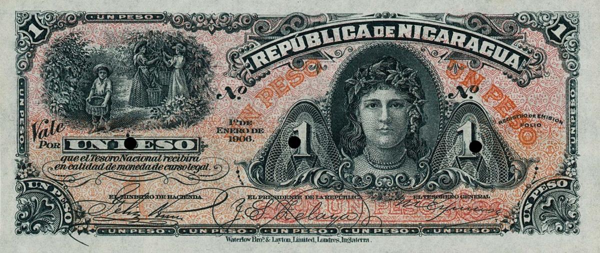 Front of Nicaragua p35r: 1 Peso from 1906